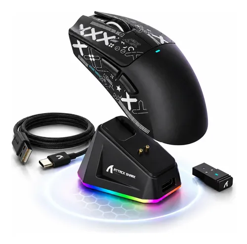 Mouse X11 Attack Shark Gamer Sem Fio 22000dpi Óptico Branco